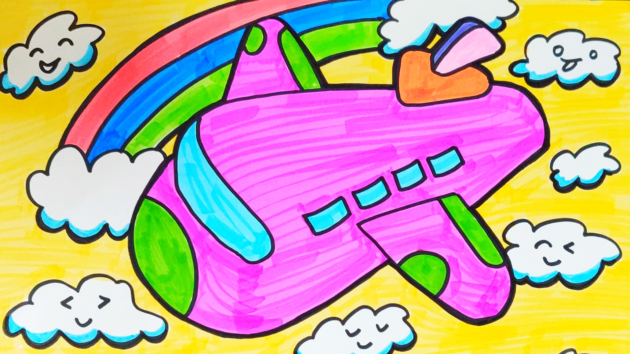儿童画飞机绘画教程