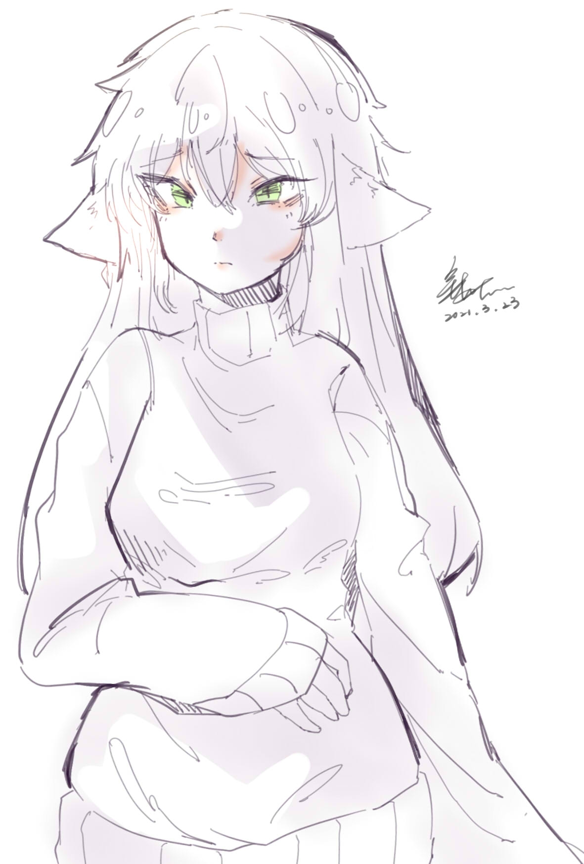 画师修炼犬冢铃高领毛衣二次元画师