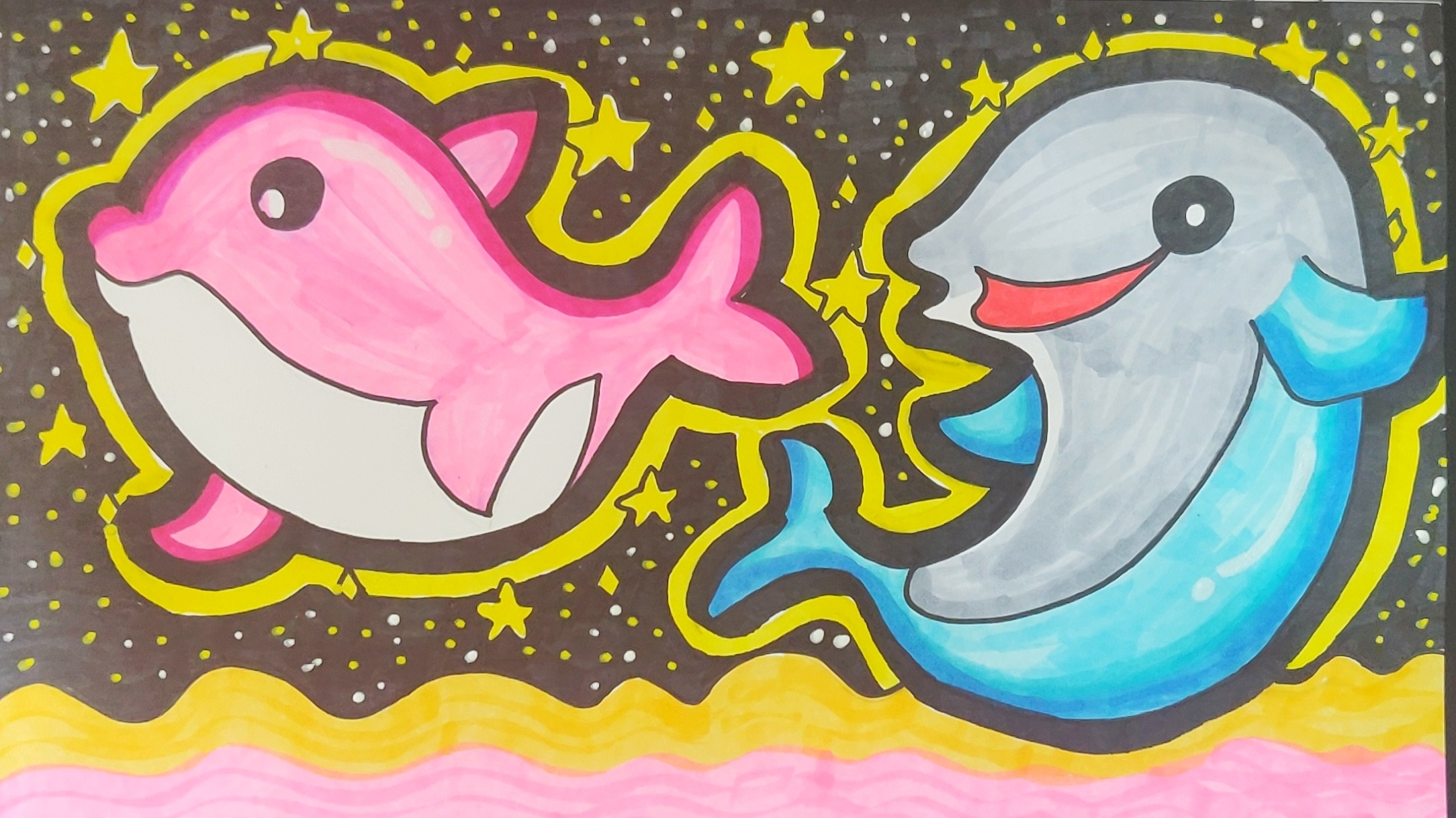 画海豚艺术图片