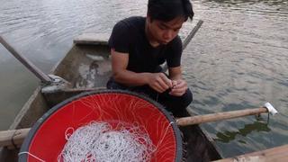 在水库下90个排钩,看看有啥收获