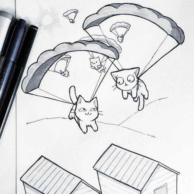 《绝地求生》猫奴玩家duet绘制了一版猫咪版的《绝地求生》漫画,本来