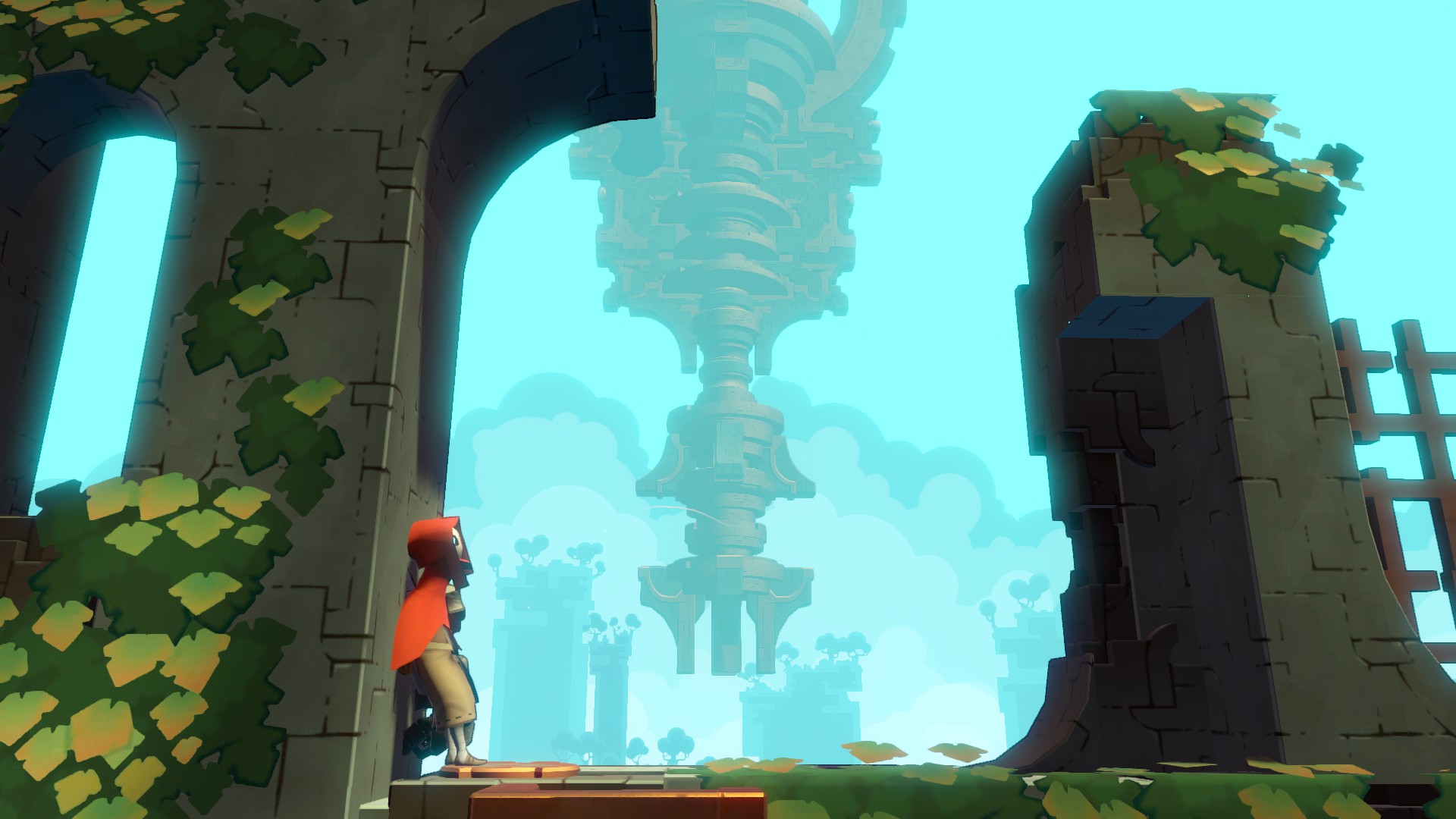 我们启动了泰坦,泰坦把空中的建筑抓住,让我们顺着手臂走上去,进入