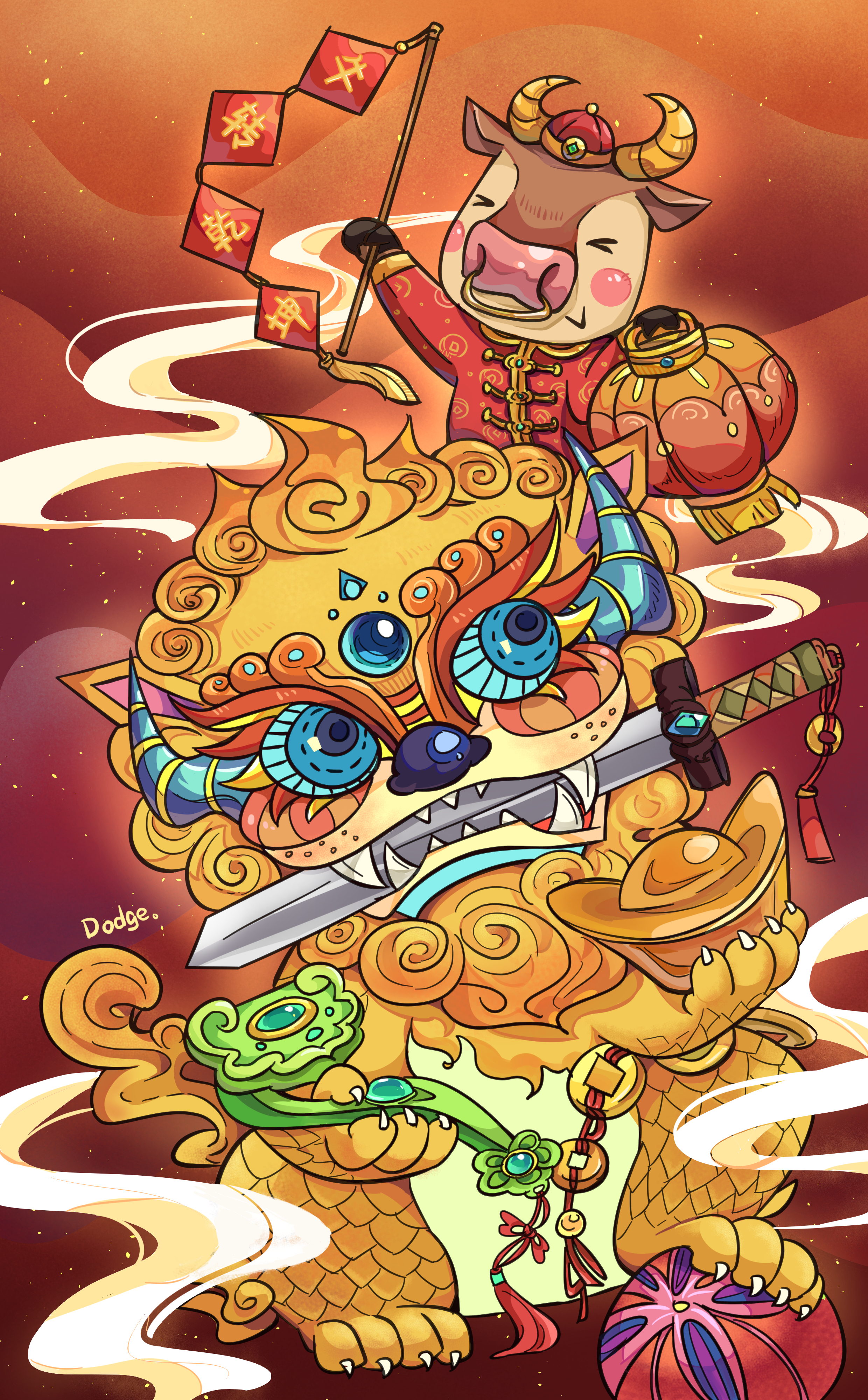 画师修炼是牛年的新春贺图哒