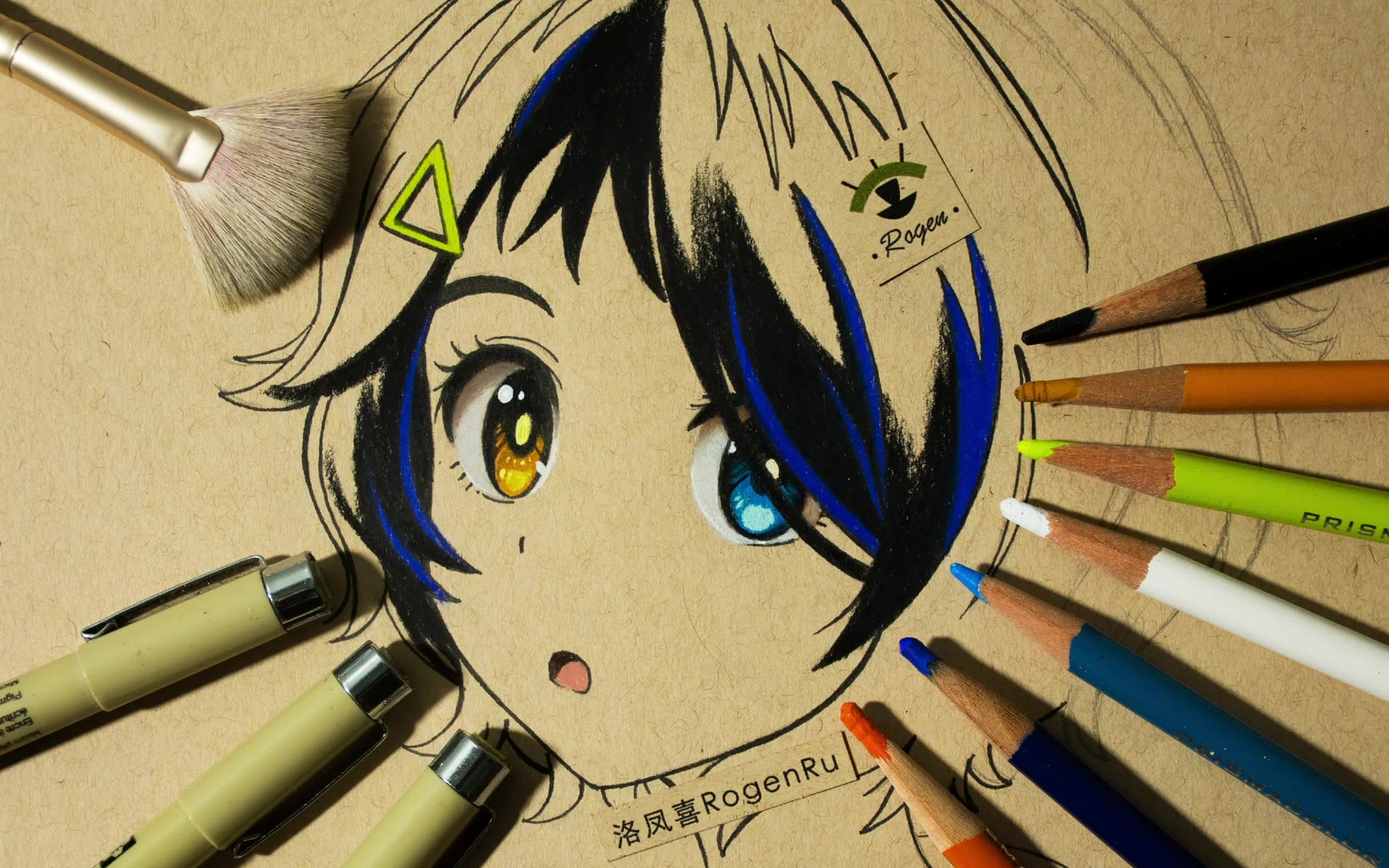 159b 彩铅手绘大户爱,为什么动漫里的女孩那么可爱?