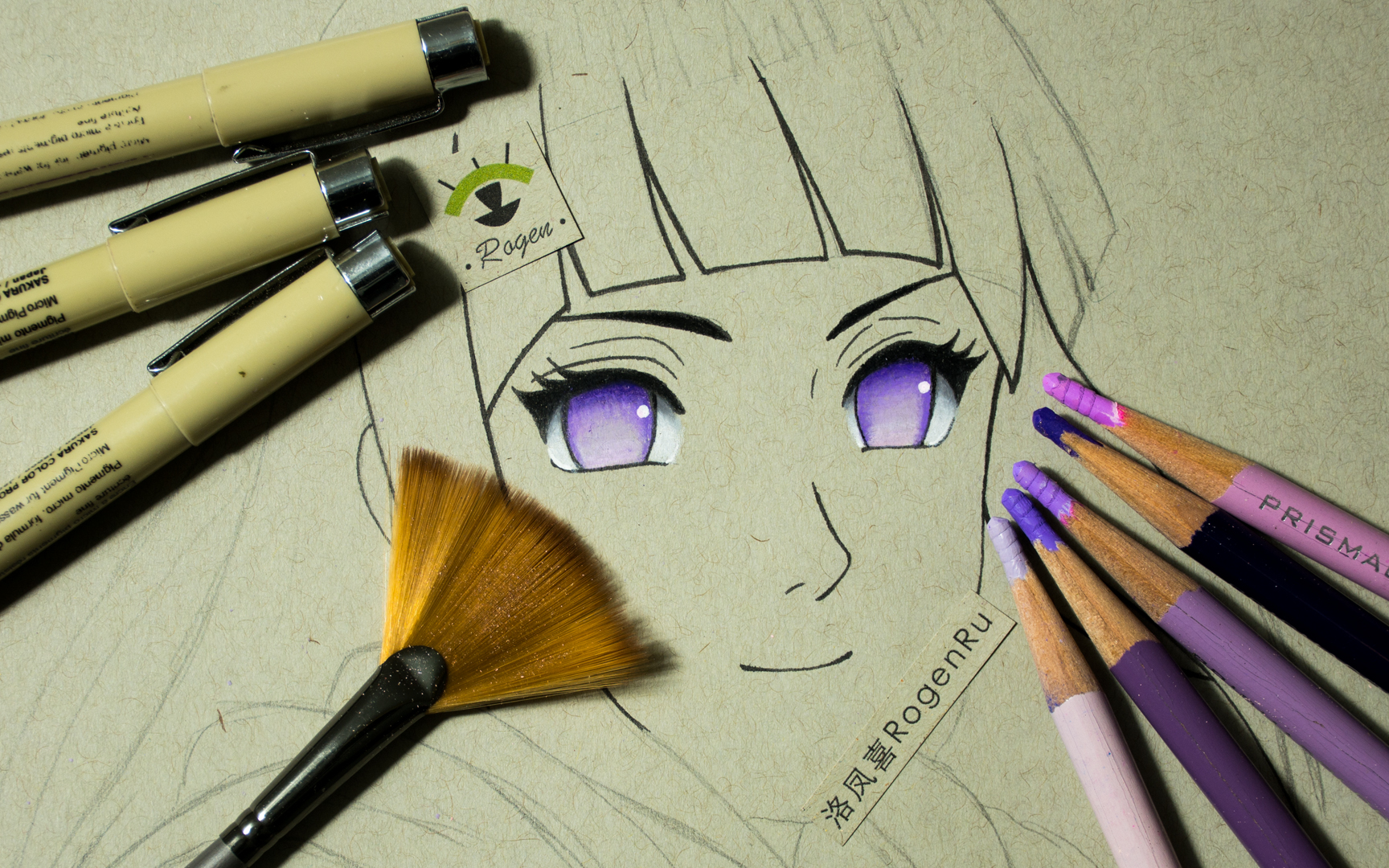 彩铅手绘二次元动漫人物:火影忍者·日向雏田