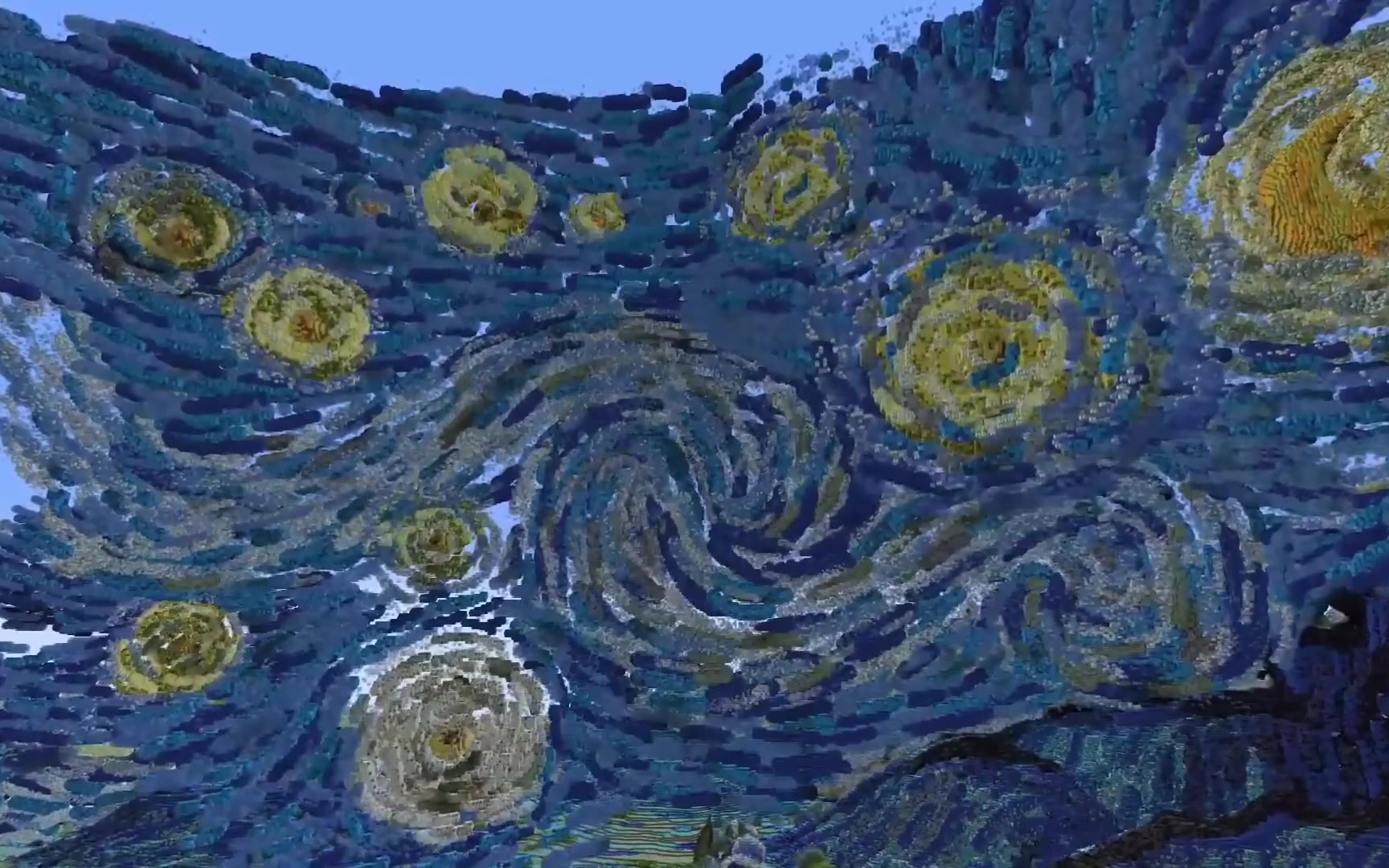 用《我的世界》还原梵高的《星月夜》太震撼了