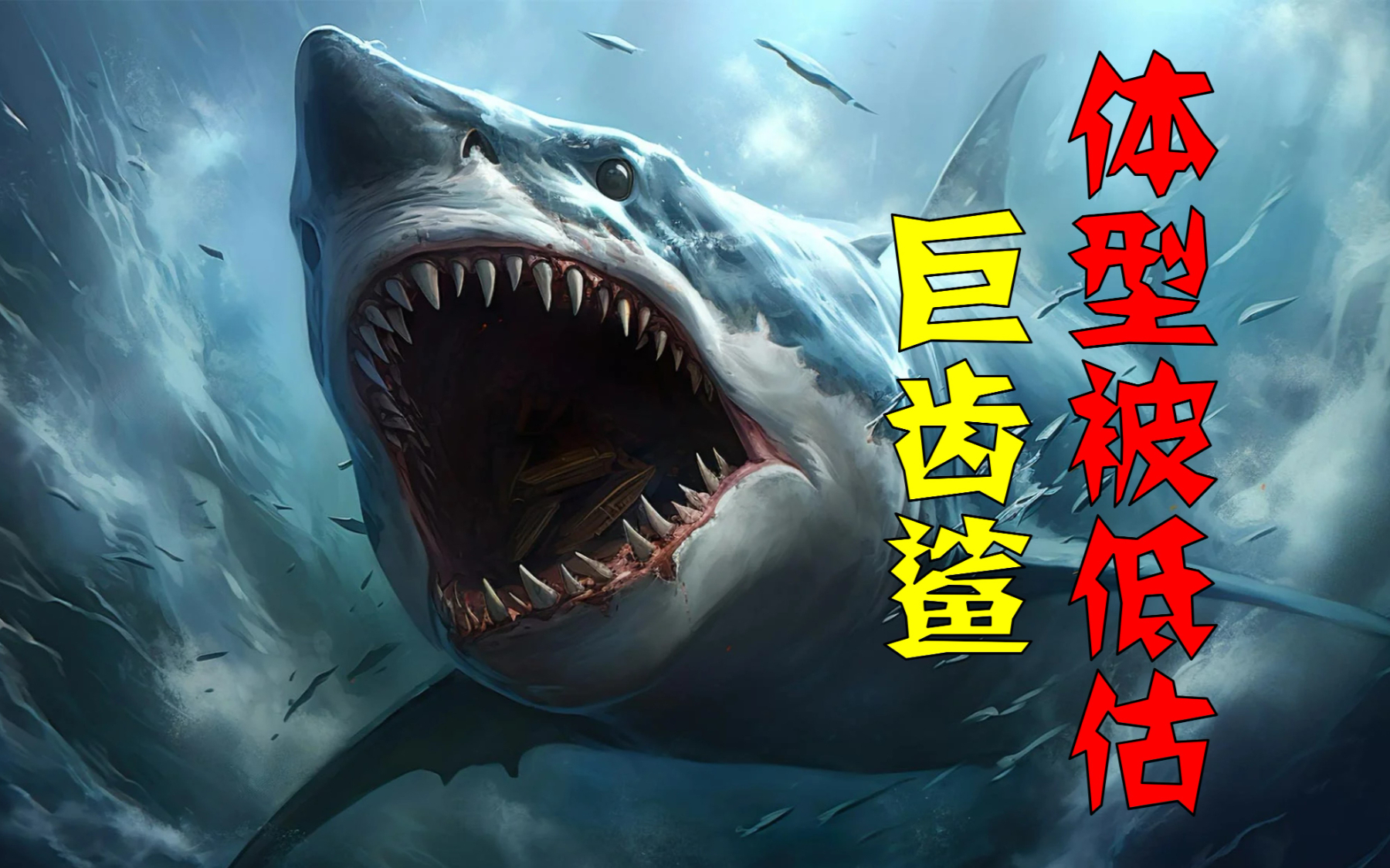 巨齿鲨和旋齿鲨打架