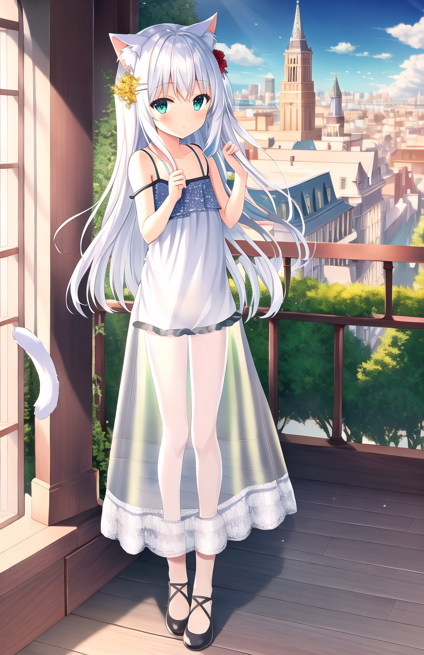 ai-白发猫娘的半透明小裙子