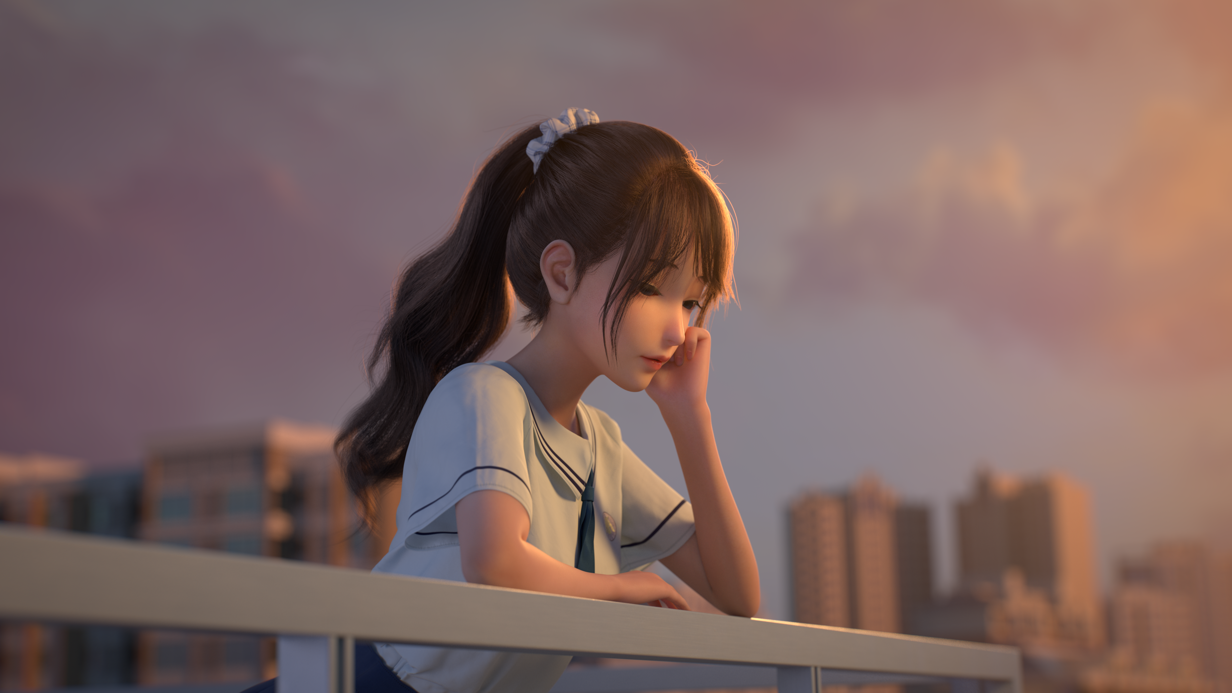 少女,校园与吉他 《井小一校园篇 4k壁纸~》