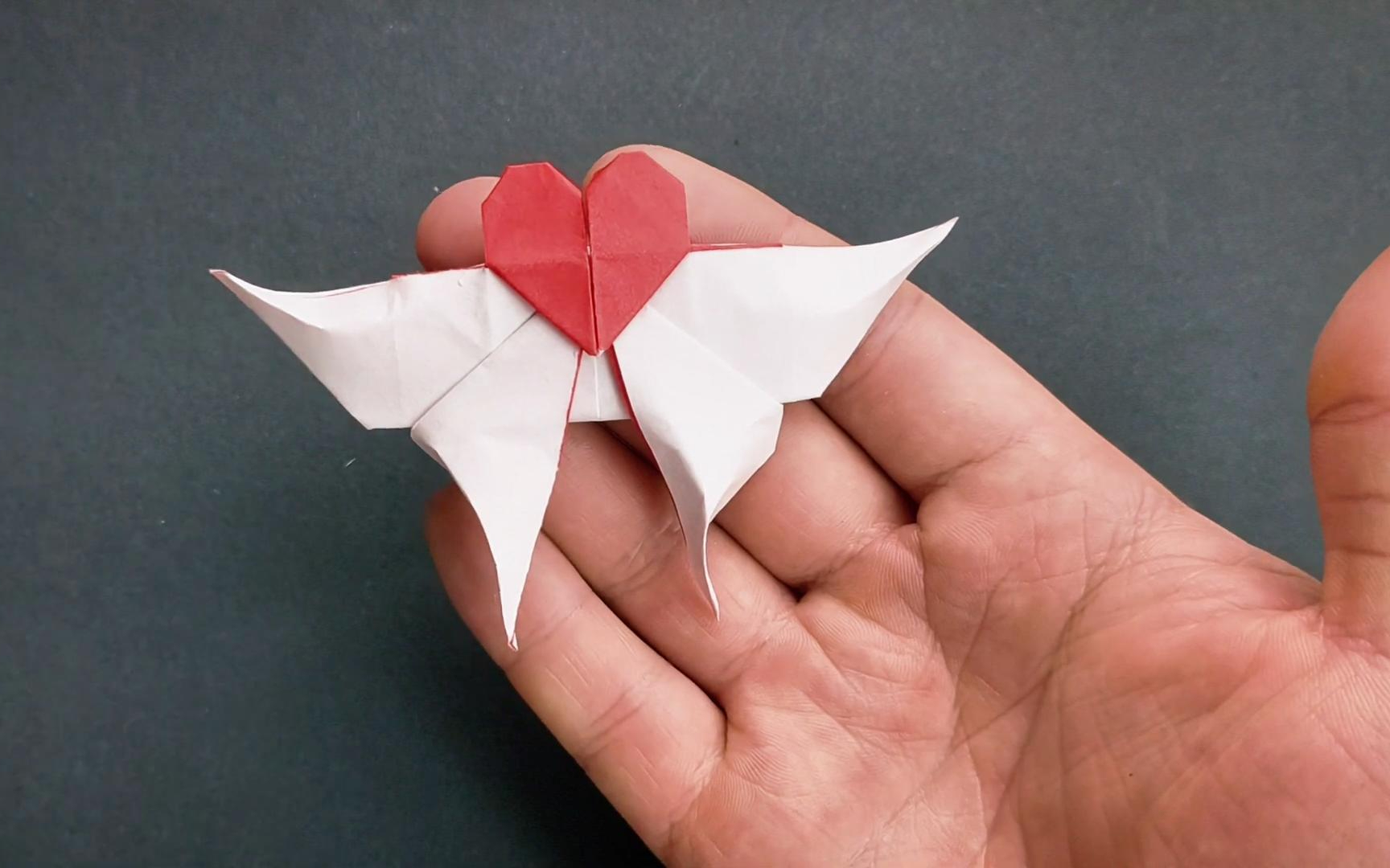 适合小学一二三年级的手工折纸,非常好看的爱心天使折纸教程来啦,喜欢