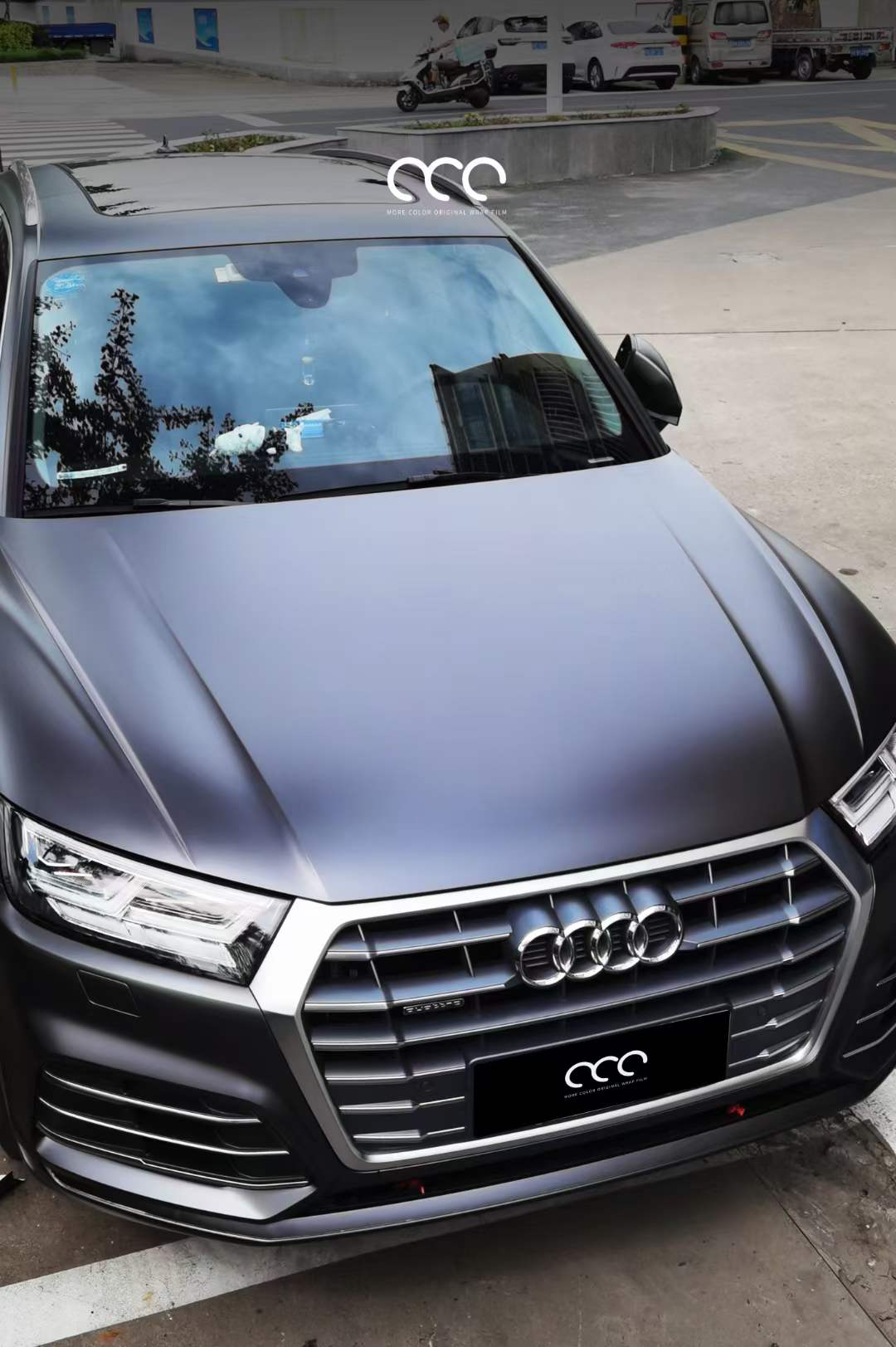 奥迪全车贴膜漫彩改色膜亚面重金属石墨灰