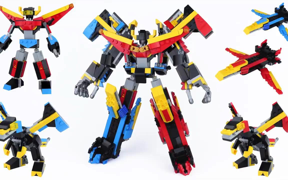 战队风格5合体机器人乐高moc