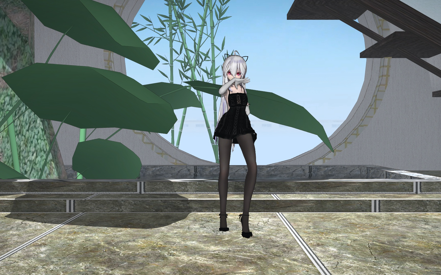 露背装黑丝毛衣弱音