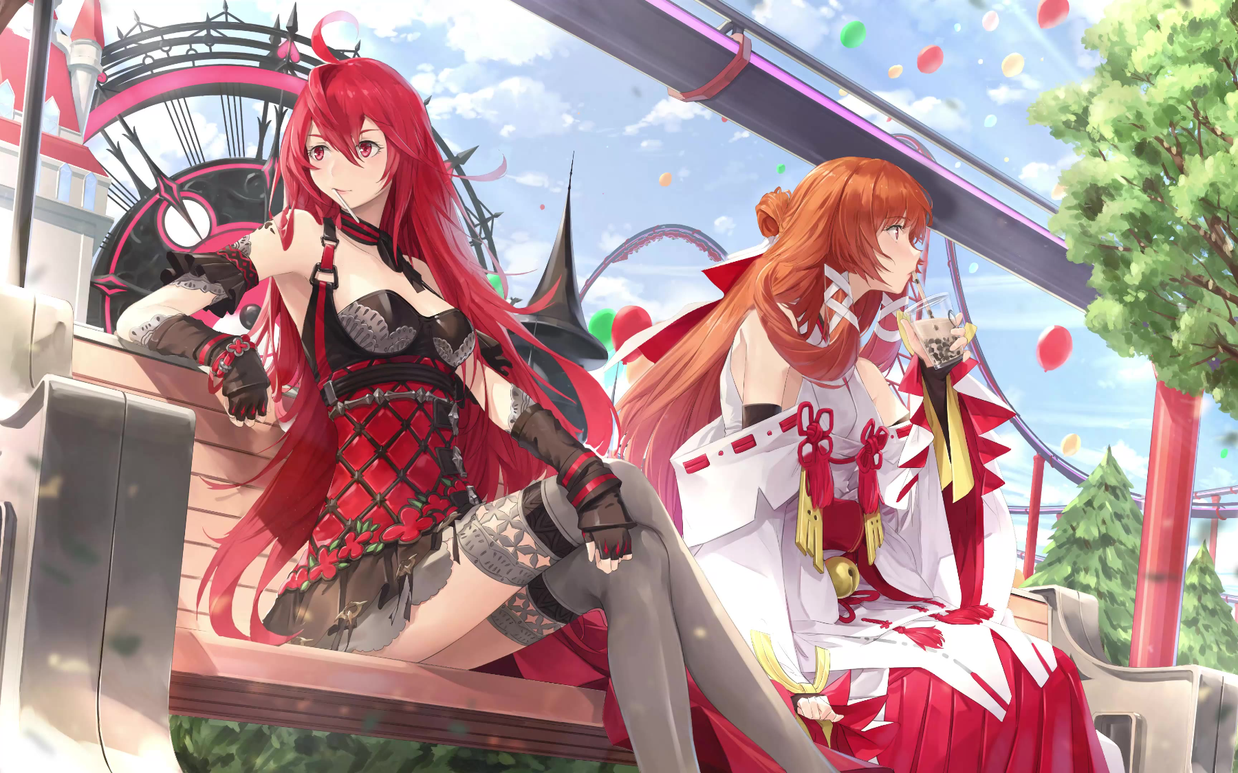 《龙族幻想》游乐园 长椅 奶茶