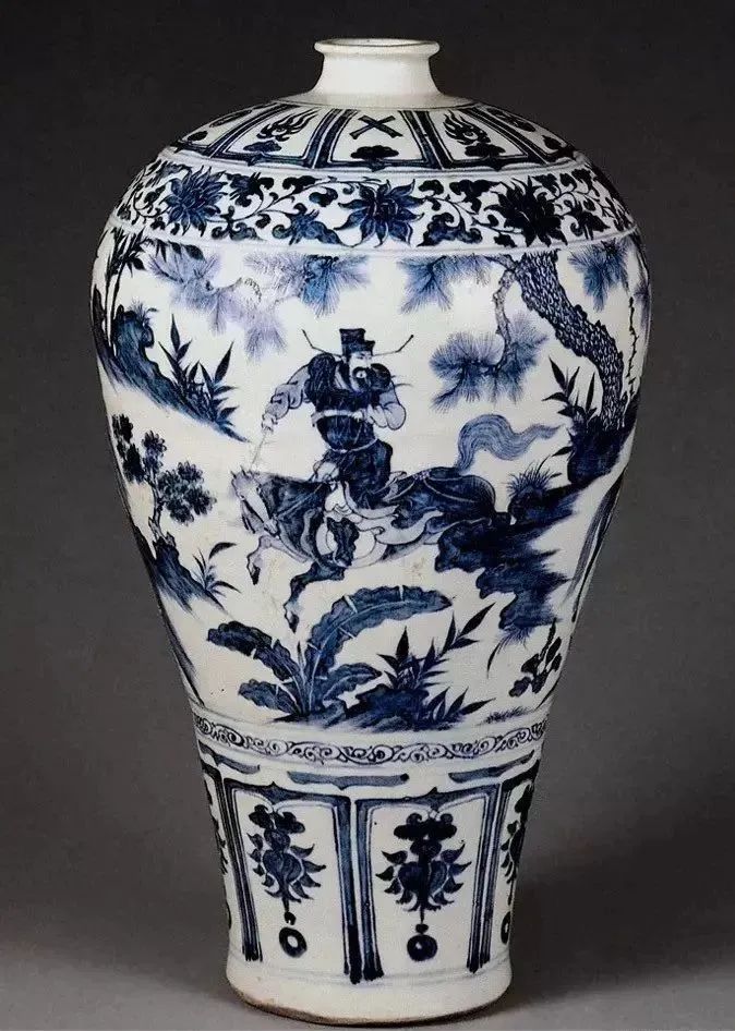 中国古美術・元代青花昭君出塞紋罐・人物絵・青花磁・純手描き・陶芸・花瓶・文房具 中国古美術・元代青花昭君出塞紋罐・人物絵・青花磁・純手描き