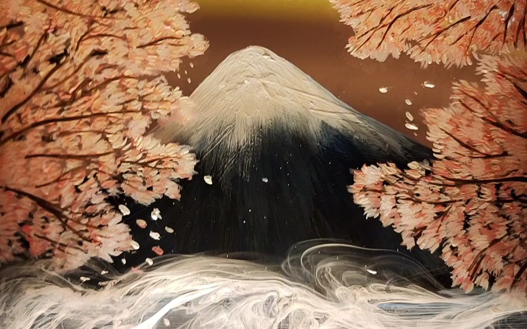 手绘富士山小夜灯