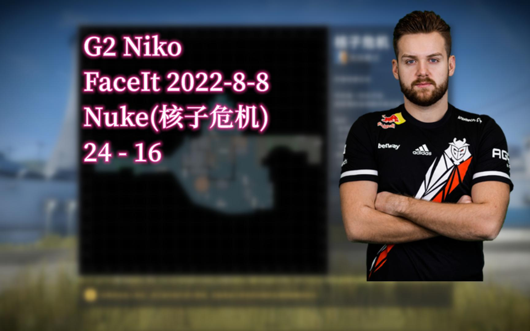 csgo g2 niko faceit 22-8-8 nuke 24-16