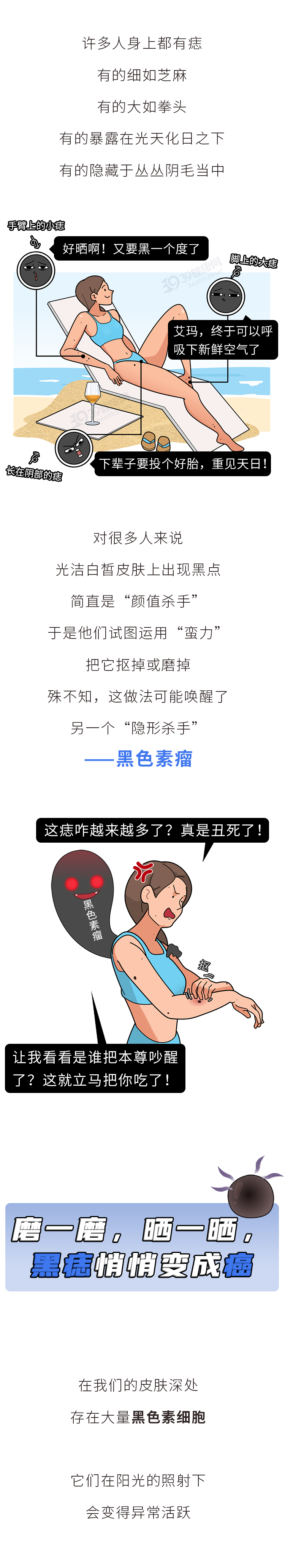 一旦皮肤上出现这种痣，十有八九是癌症前兆，要及时处理