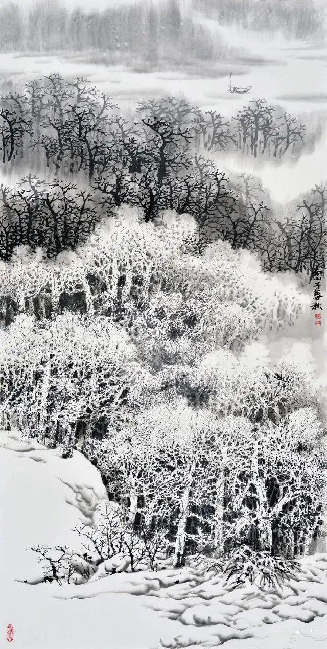 著名画家赵春秋五十幅经典雪景山水画的魅力解读