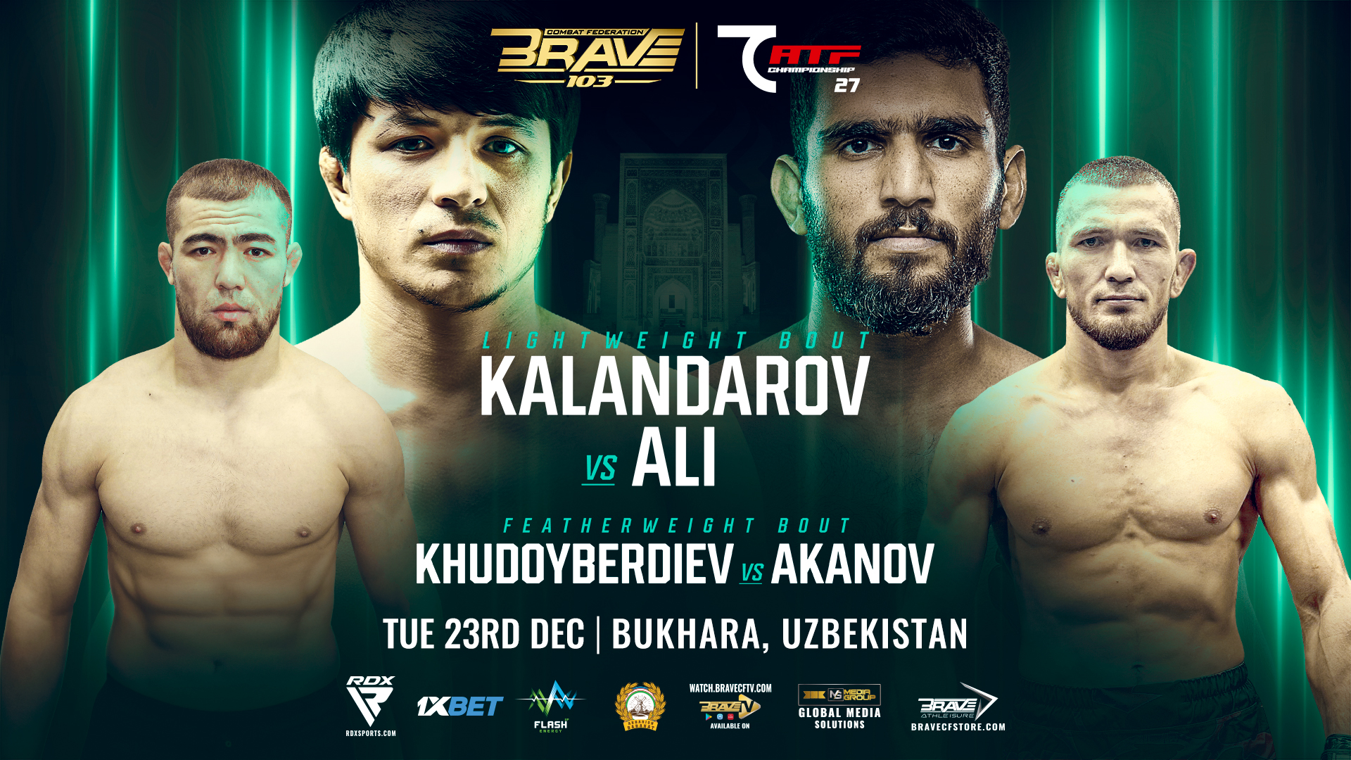 2025年12月23日Brave CF 103 x ATF 27 - 直播[赛后视频] Kalandarov vs. Ali - Dec 21