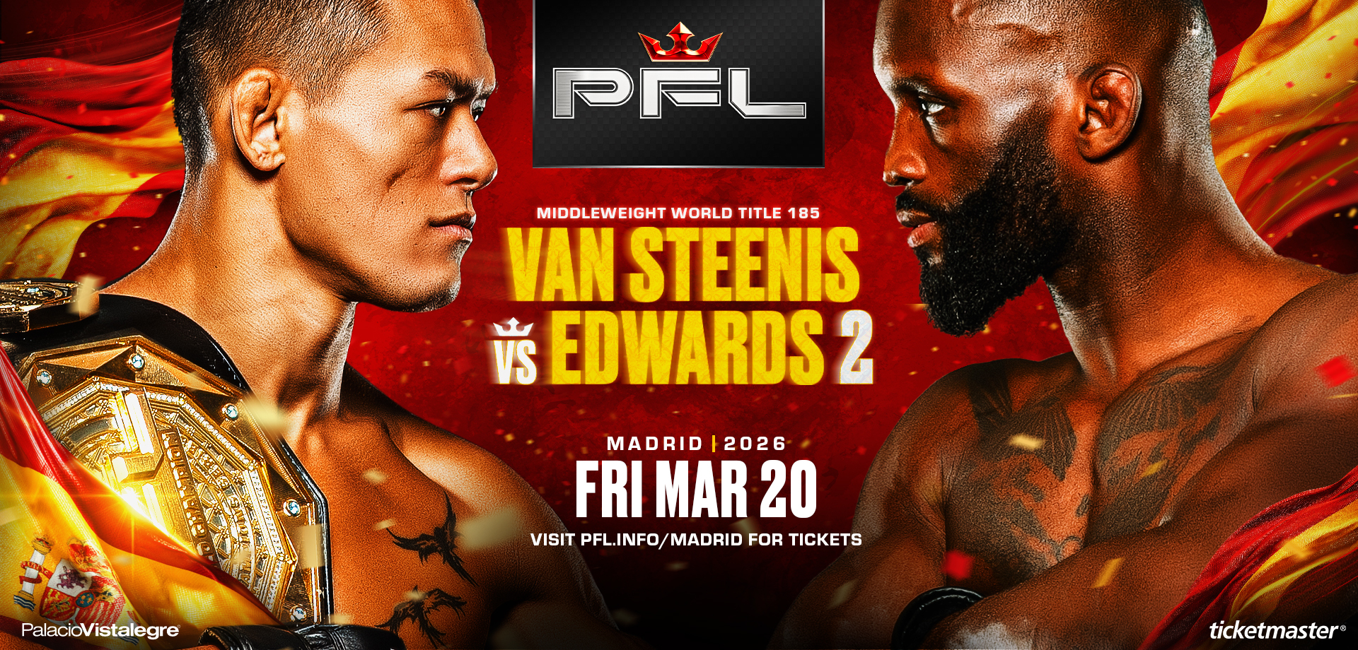 2026年3月21日PFL Madrid – 直播[赛后视频] PFL马德里站：斯特尼斯VS爱德华兹二番战 | Van Steenis vs. Edwards 2 – Mar 20