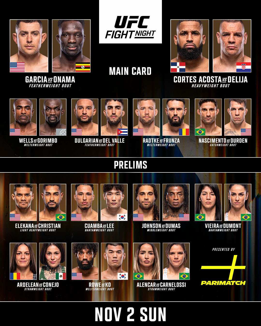 2025年11月2日UFC格斗之夜 – 直播[赛后视频] UFC Vegas 110/UFC Fight Night 263 | Garcia ...