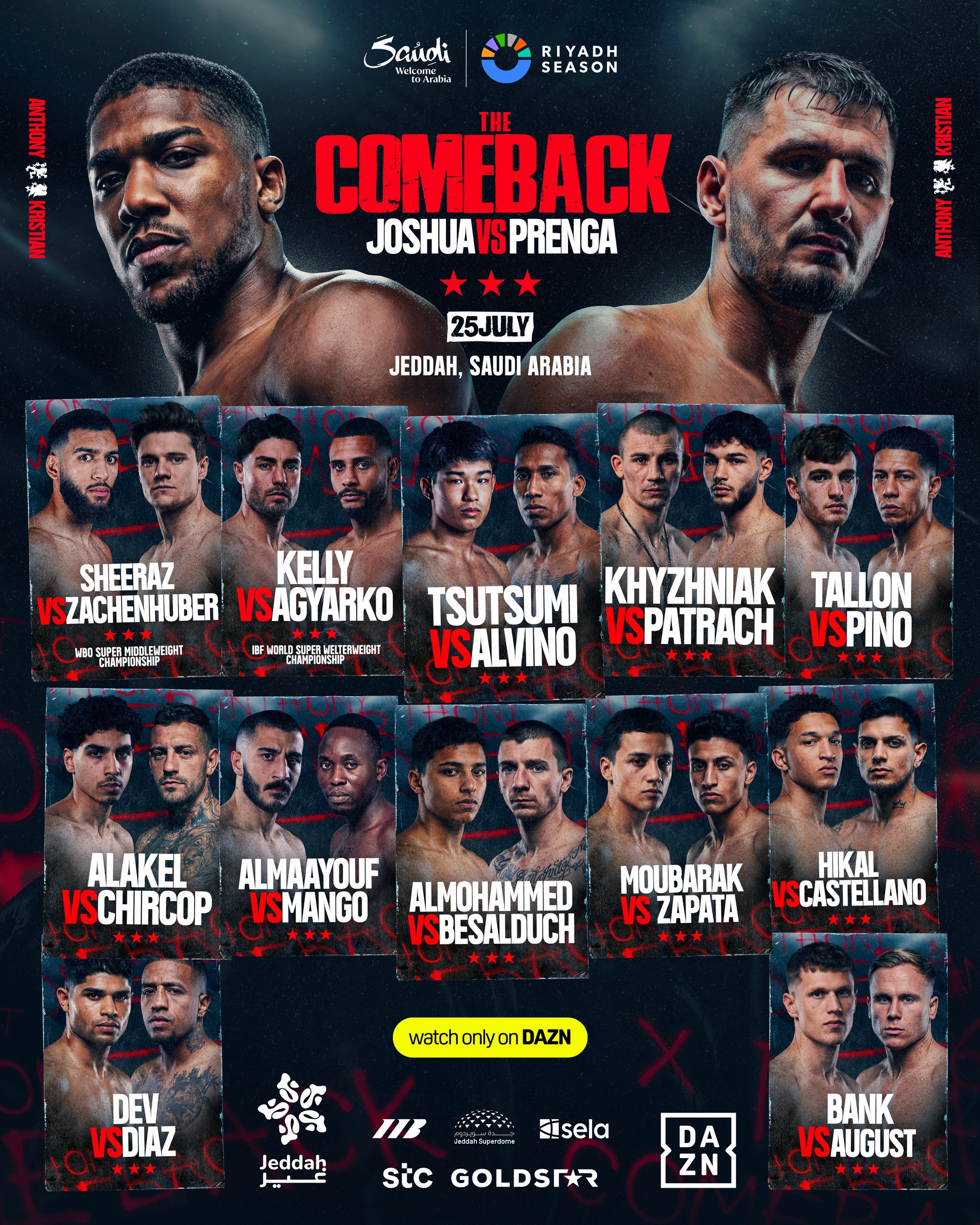 2026年7月26日DAZN MATCHROOM职业拳击赛 – 战卡[赛后视频] Joshua vs. Prenga: The Comeback | Matchroom Boxing