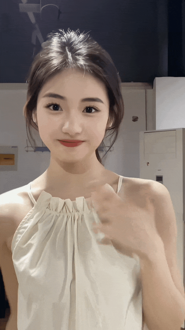 今日动图:很可爱的女孩子,大嘴猴是这么来的吗