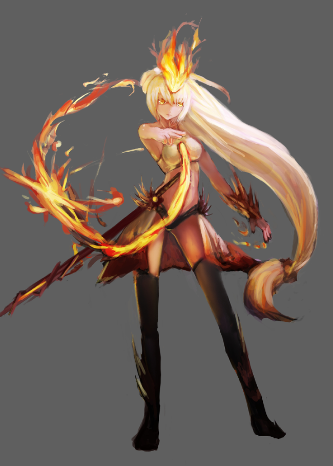 以前画的一个火女,最近重制了一下
