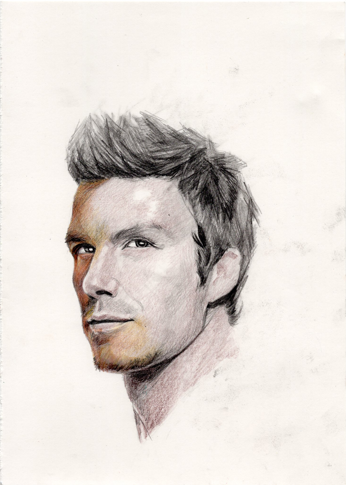 【彩铅】画个头像,一只帅大叔贝克汉姆~(≧▽≦)