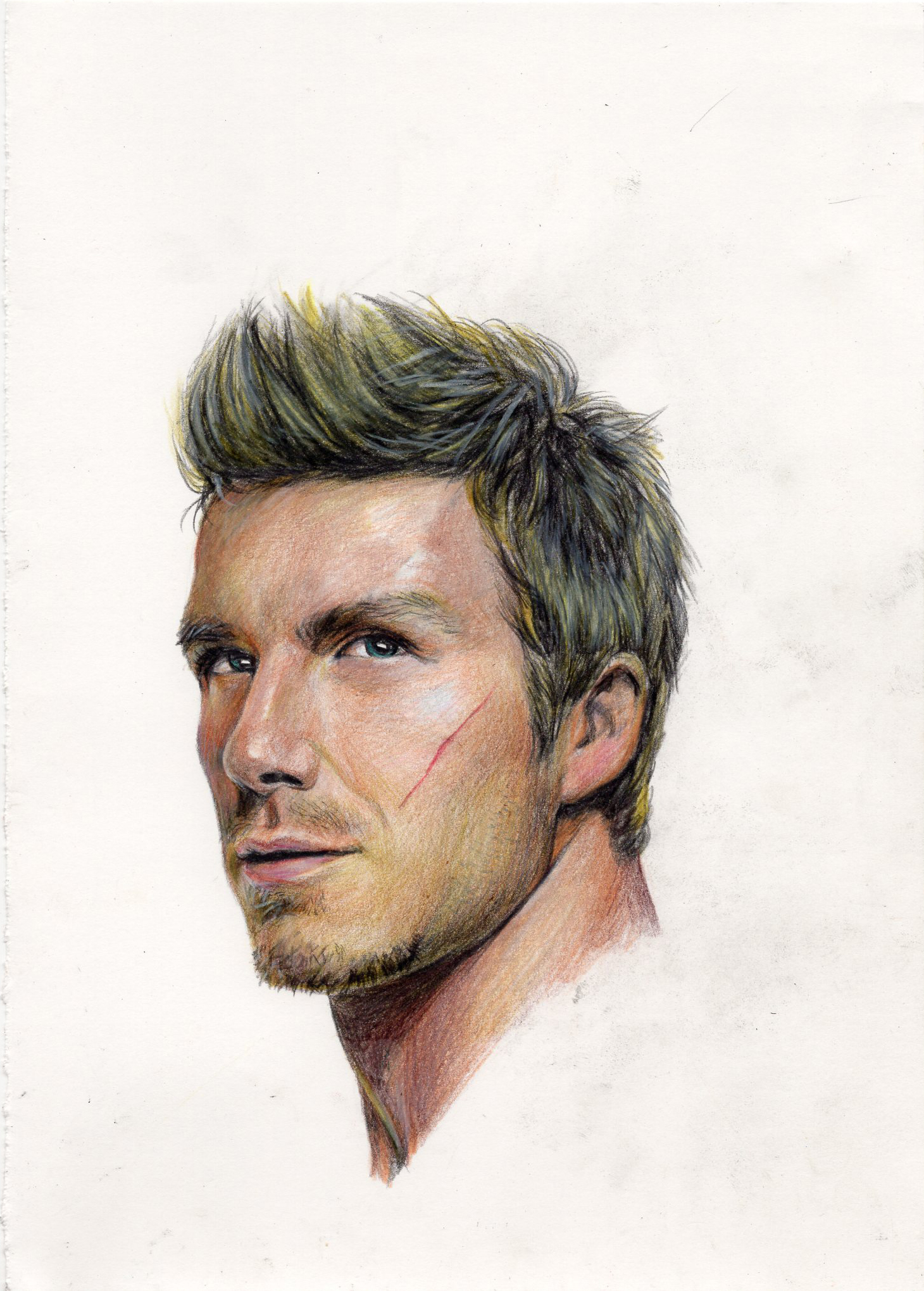 彩铅画个头像一只帅大叔贝克汉姆▽