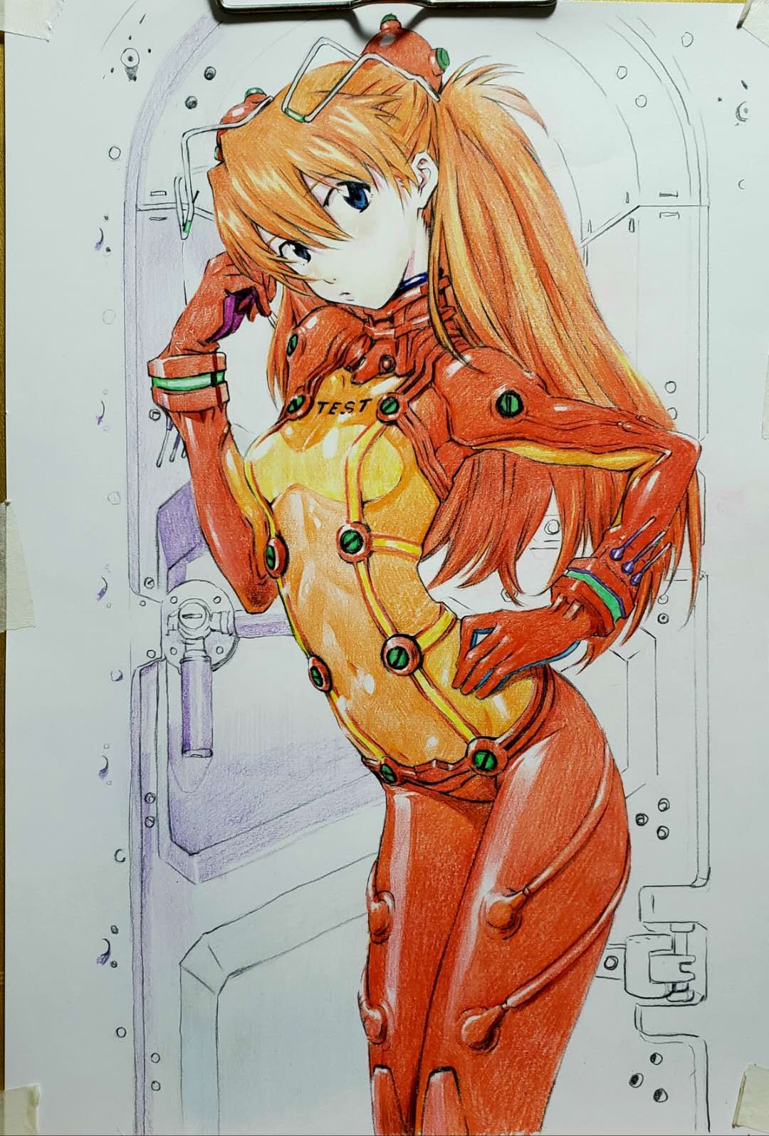 中秋节的礼物偶eva新世纪福音战士明日香彩色铅笔手绘你确定不进来