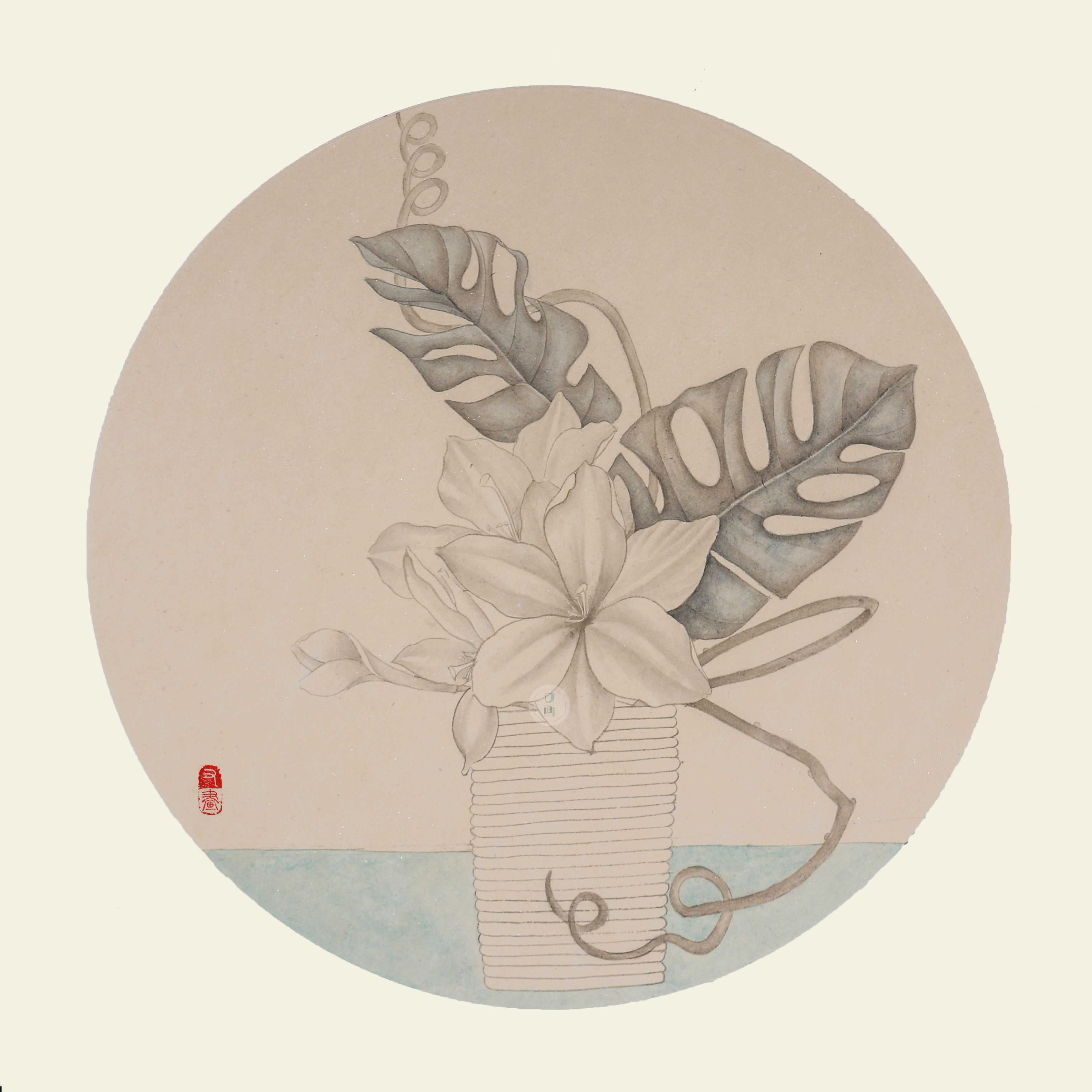 国画工笔 | 朱顶红瓶花教程