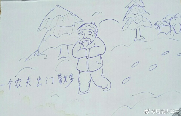 农夫与蛇简笔画4幅图片