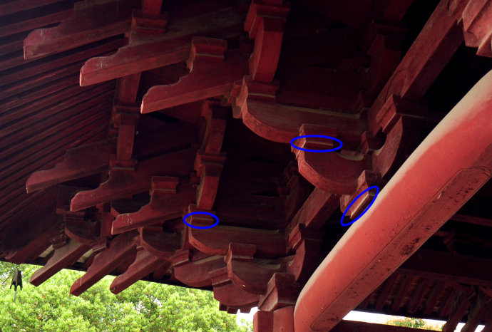 寺下昂昂首【转角铺作的"双下昂"和东塔一样,也是单下昂 大角梁的构造