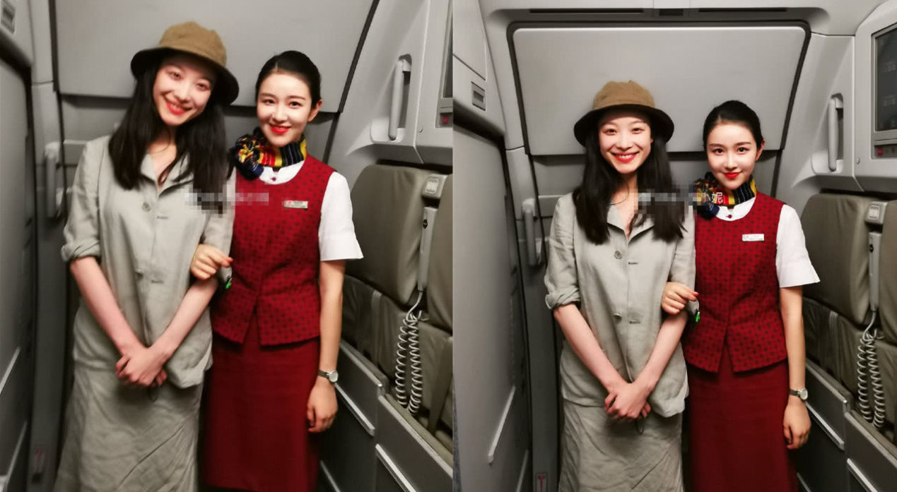 空姐倪妮偶遇明星倪妮合影颜值相当留便贴倪妮疑写错字