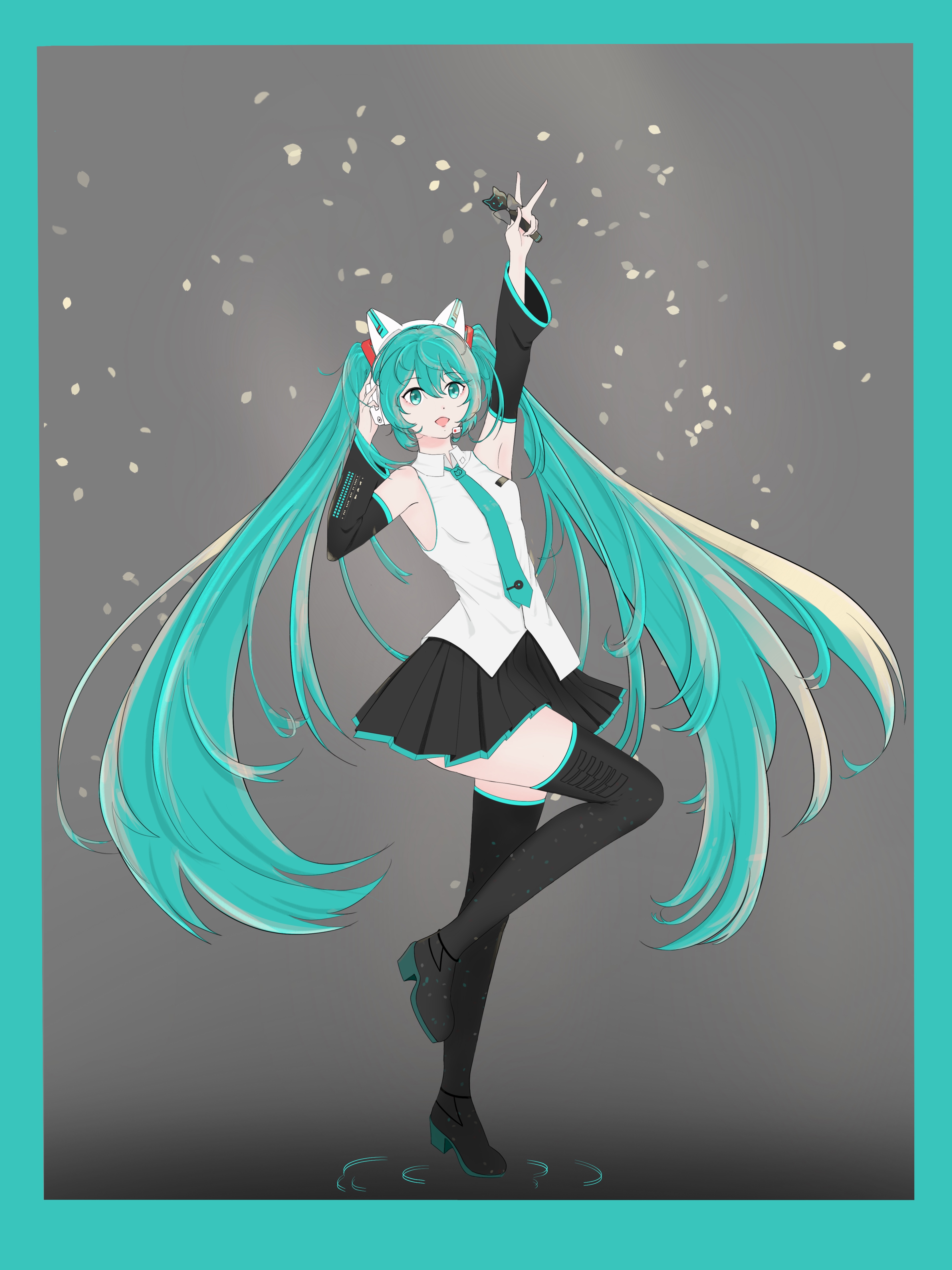 【miku猫耳机】(07;ω;)萌新渣画,重在参与