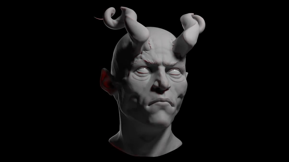 zbrush头雕——恶魔王子,花了我将近2个小时来雕刻