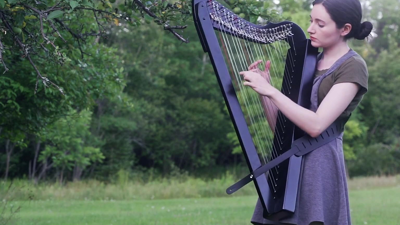 小姐姐竖琴弹奏thesoundofsilence优雅又美丽