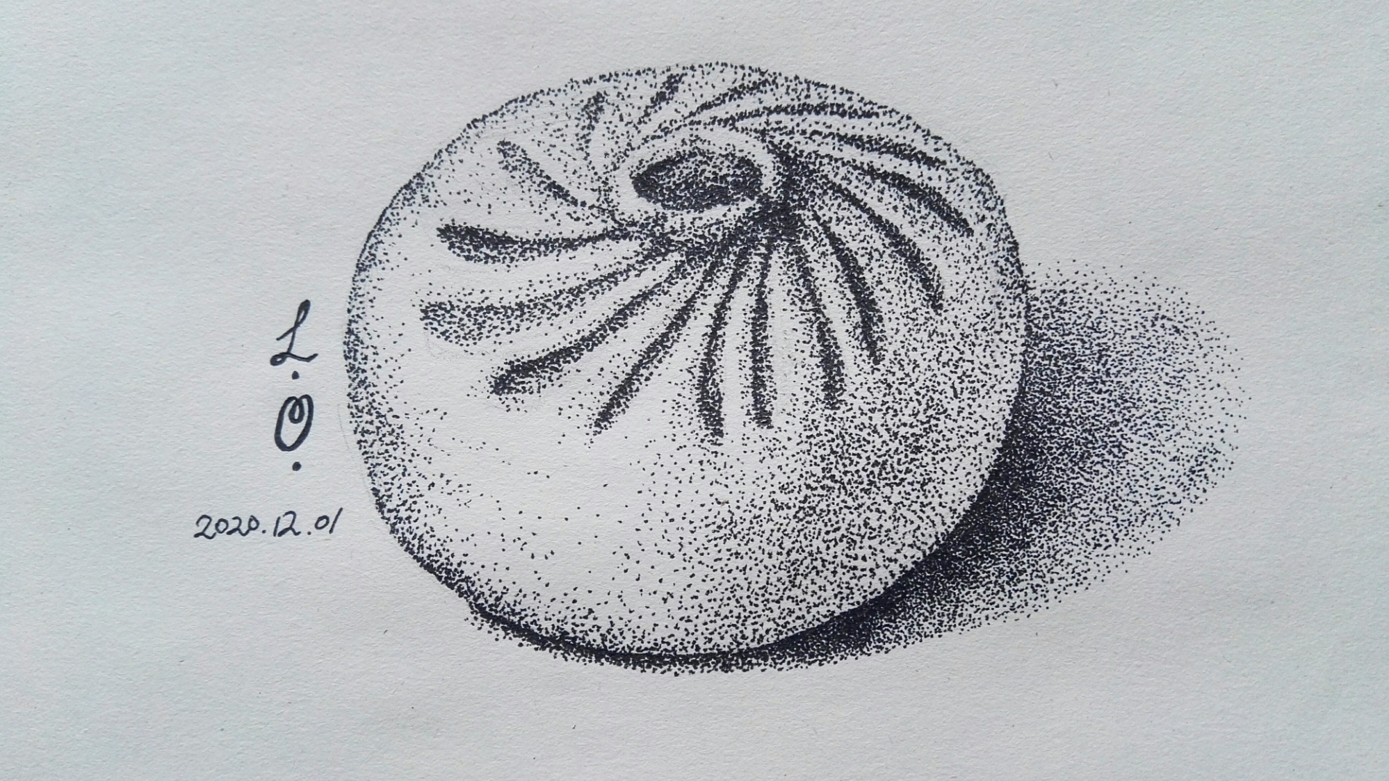 水性笔素描点画《包子》