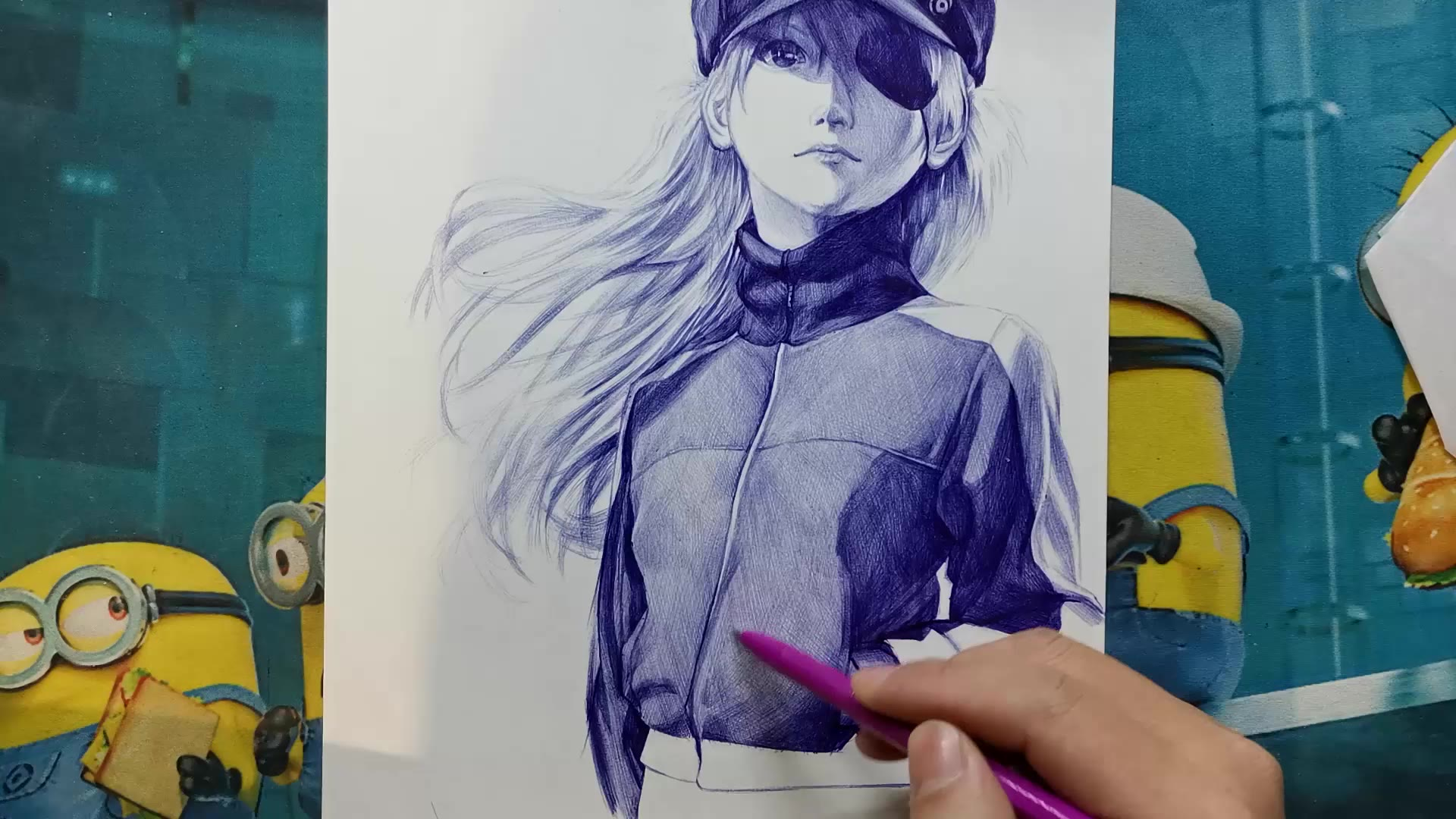 圆珠笔手绘《eva》明日香