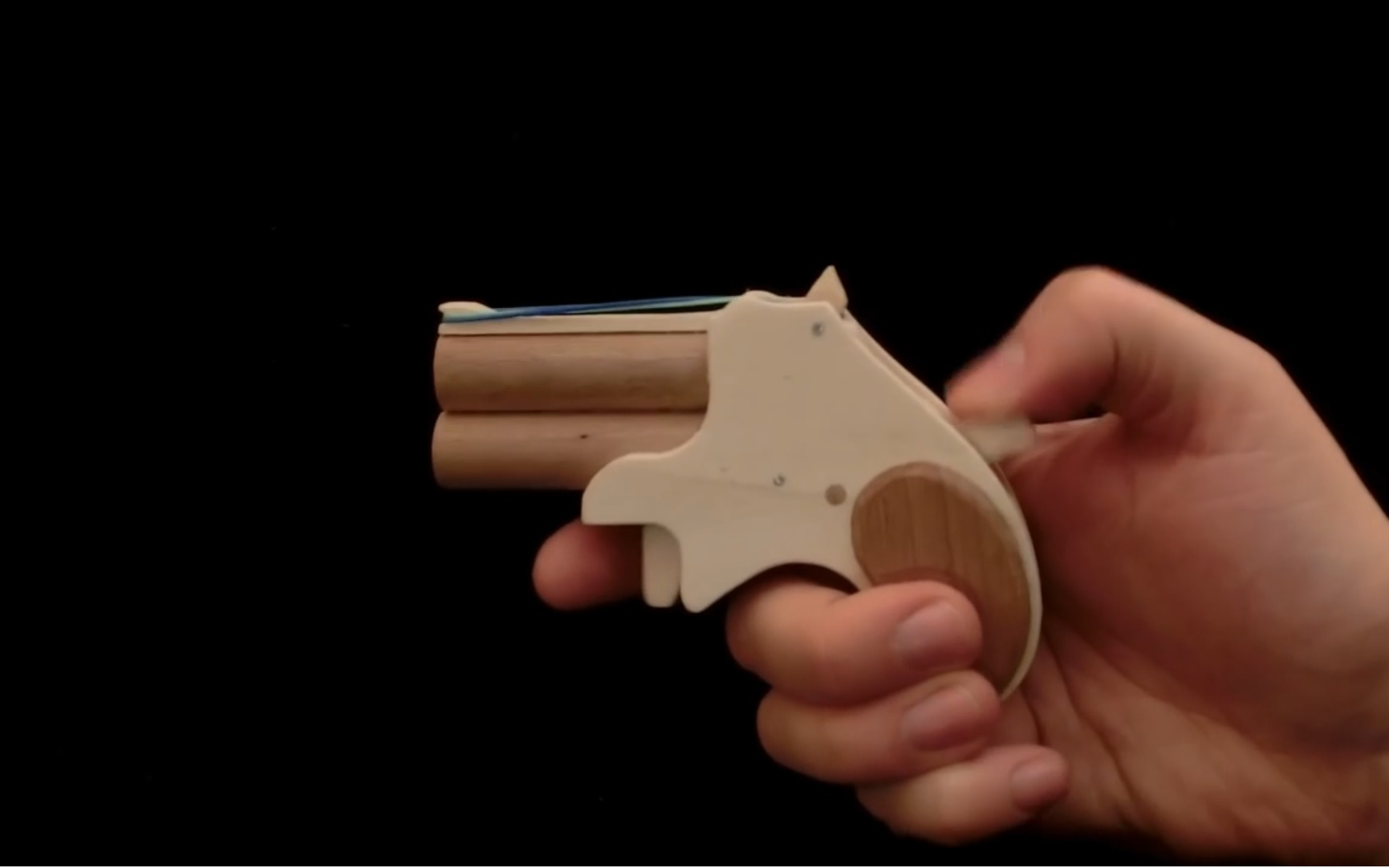 制作一把双管橡皮筋玩具枪型号wgog1005制作图纸下载橡皮筋枪制作教程