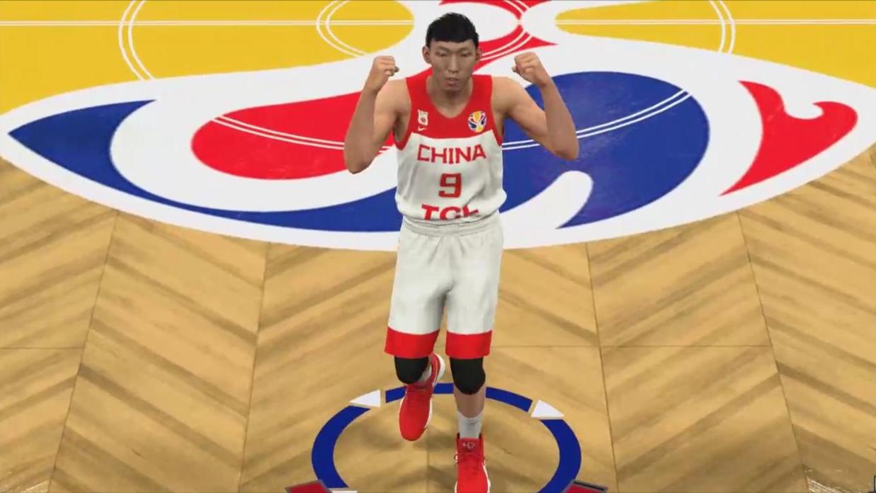 nba2k20周琦后仰跳投, 联手詹姆斯杜兰特, 带中国队冲击冠军!